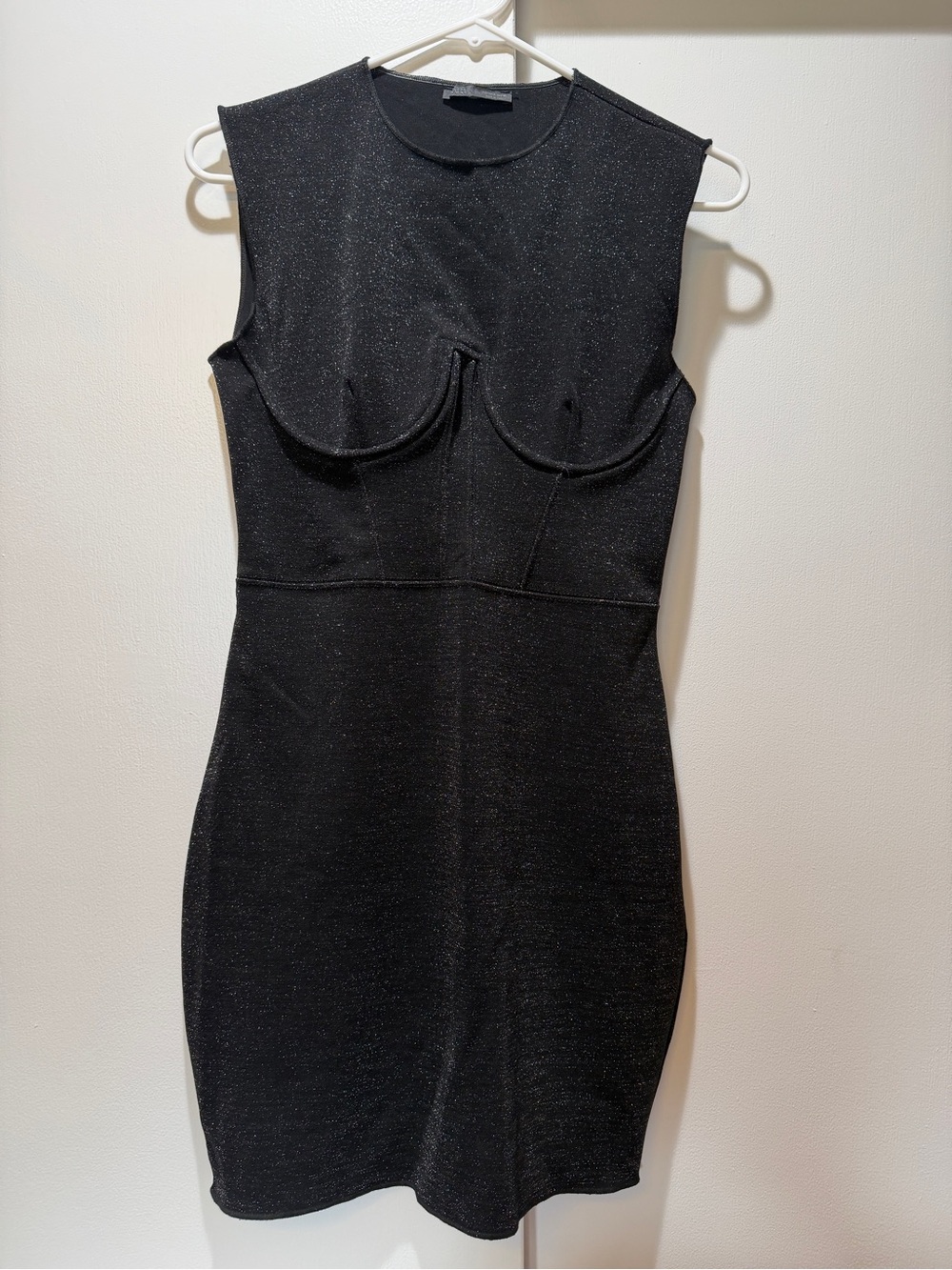 Zara Black Sleeveless Shimmer Mini Dress